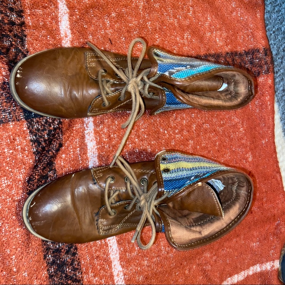 Brown leather boots